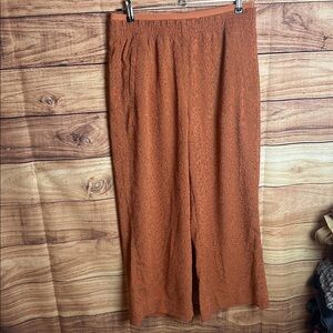 Athleta Echo Wide leg Cropped Ribbed Packable Pants Terracotta 8